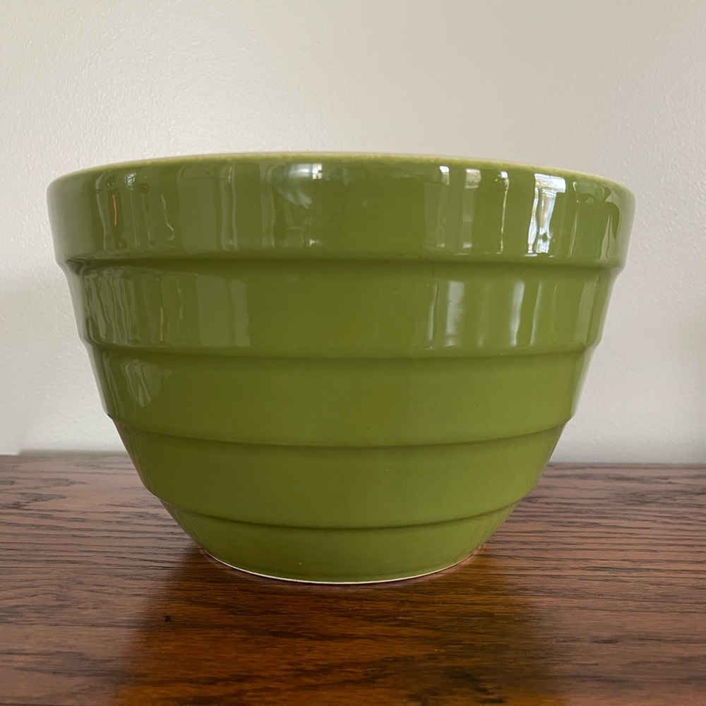 Crate&Barrel Olive Green Ceramic Bowl